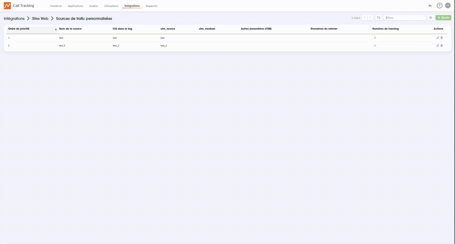 Ordre de priorité sources personnalisées